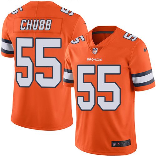 Nike Broncos 55 Bradley Chubb Orange Youth Color Rush Limited Jersey - Click Image to Close