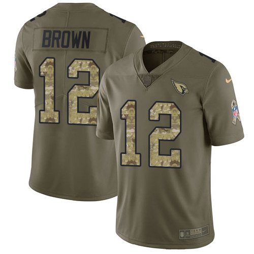 Nike Cardinals 12 John Brown Olive Camo Salute To Service Limited Jersey
