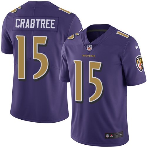 Nike Ravens 15 Michael Crabtree Purple Youth Color Rush Limited Jersey