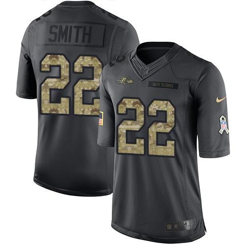 Nike Ravens 22 Jimmy Smith Anthracite Salute To Service Limited Jersey