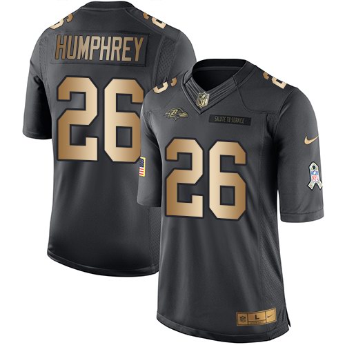 Nike Ravens 26 Marlon Humphrey Anthracite Gold Salute To Service Limited Jersey