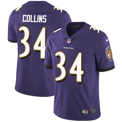 Nike Ravens 34 Alex Collins Purple Vapor Untouchable Limited Jersey