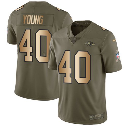 Nike Ravens 40 Kenny Young Olive Gold Salute To Service Limited Jersey