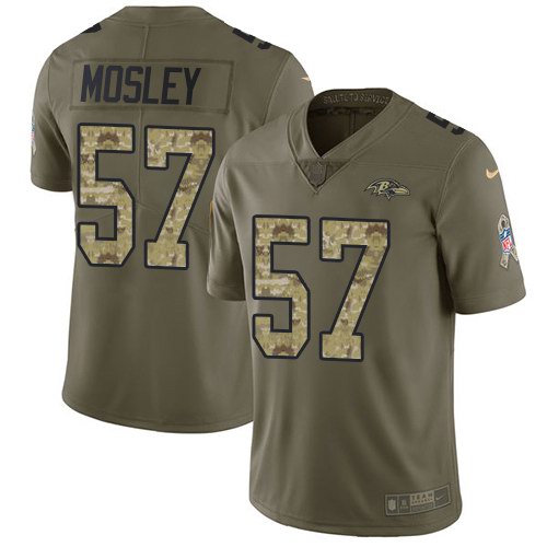 Nike Ravens 57 C.J. Mosley Olive Camo Salute To Service Limited Jersey