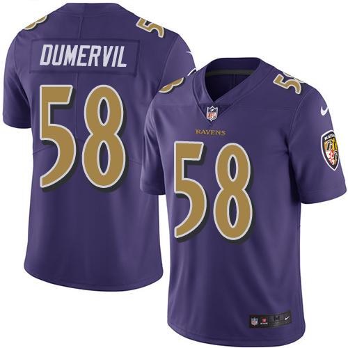 Nike Ravens 58 Elvis Dumervil Purple Youth Color Rush Limited Jersey