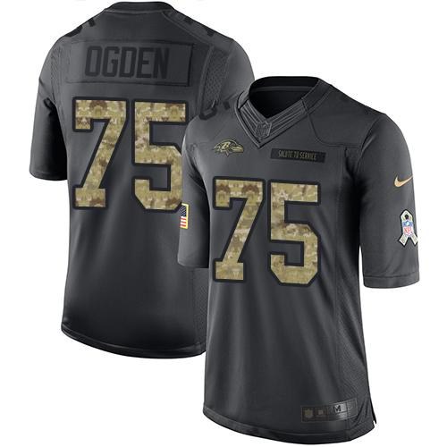 Nike Ravens 75 Jonathan Ogden Anthracite Salute To Service Limited Jersey