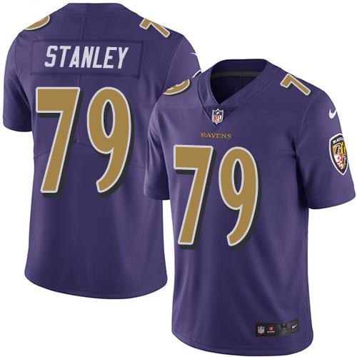 Nike Ravens 79 Ronnie Stanley Purple Youth Color Rush Limited Jersey - Click Image to Close