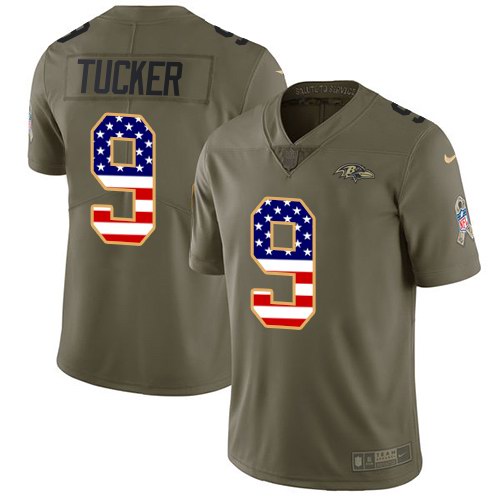 Nike Ravens 9 Justin Tucker Olive USA Flag Salute To Service Limited Jersey Nike Ravens 9 Justin Tucker Olive USA Flag Salute To Service Limited Jersey