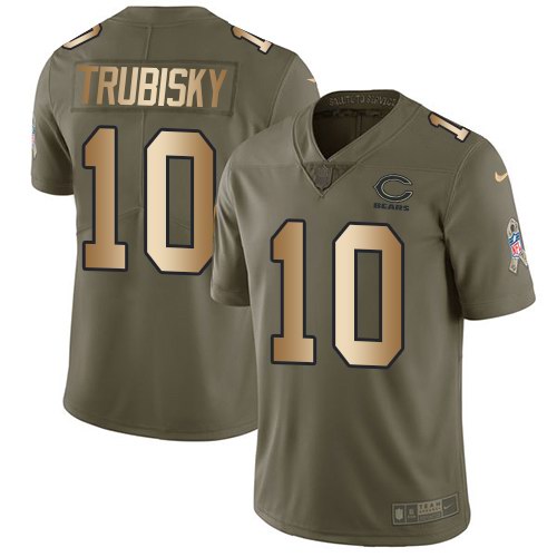 Nike Bears 10 Mitchell Trubisky Olive Gold Salute To Service Limited Jersey
