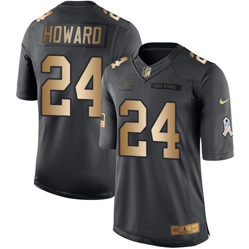 Nike Bears 24 Jordan Howard Anthracite Gold Salute To Service Limited Jersey