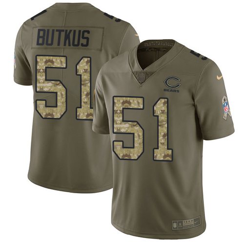 Nike Bears 51 Dick Butkus Olive Camo Salute To Service Limited Jersey - Click Image to Close