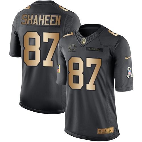 Nike Bears 87 Adam Shaheen Anthracite Gold Salute To Service Limited Jersey