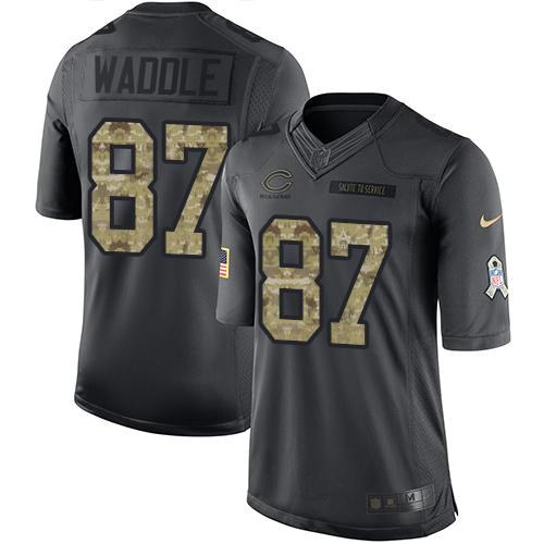 Nike Bears 87 Tom Waddle Anthracite Salute To Service Limited Jersey