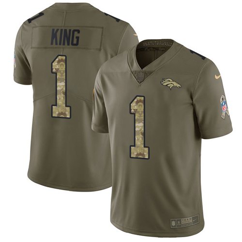 Nike Broncos 1 Marquette King Olive Camo Salute To Service Limited Jersey