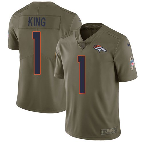 Nike Broncos 1 Marquette King Olive Salute To Service Limited Jersey