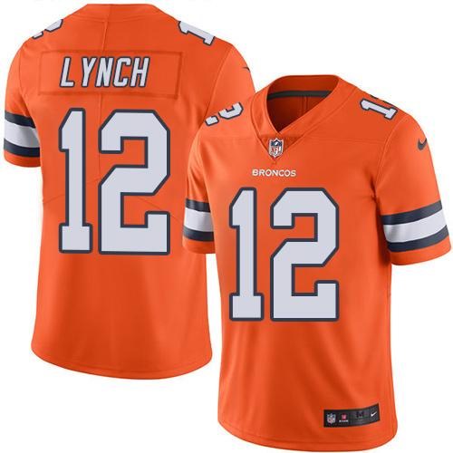 Nike Broncos 12 Paxton Lynch Orange Youth Color Rush Limited Jersey