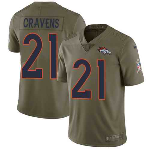 Nike Broncos 21 Su'a Cravens Olive Salute To Service Limited Jersey