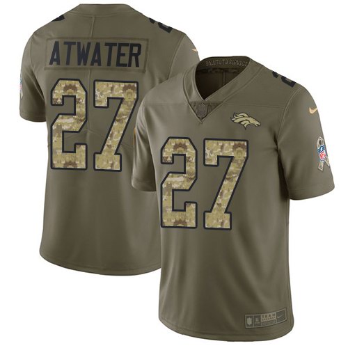 Nike Broncos 27 Steve Atwater Olive Camo Salute To ServiceLimited Jersey