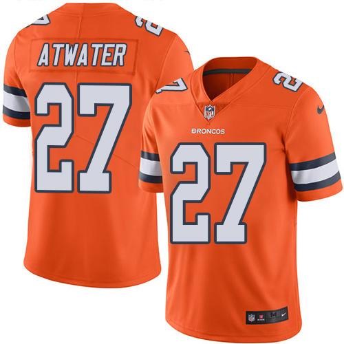 Nike Broncos 27 Steve Atwater Orange Color Rush Limited Jersey
