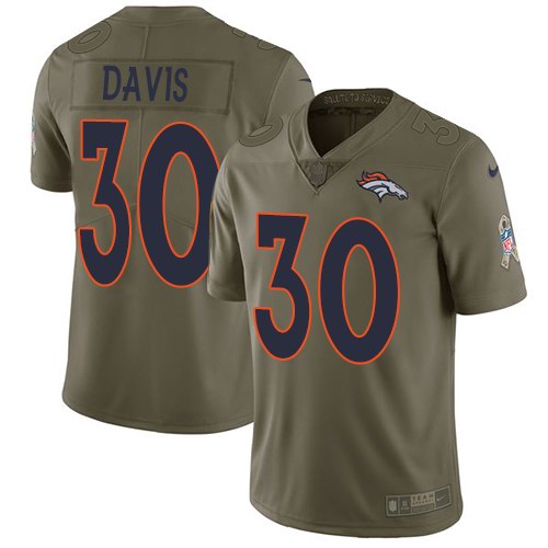 Nike Broncos 30 Terrell Davis Olive Salute To Service Limited Jersey