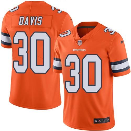 Nike Broncos 30 Terrell Davis Orange Youth Color Rush Limited Jersey