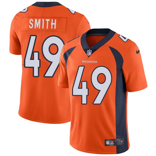 Nike Broncos 49 Dennis Smith Orange Vapor Untouchable Limited Jersey