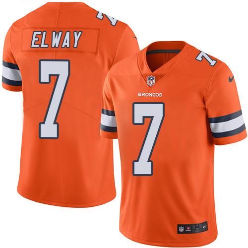 Nike Broncos 7 John Elway Orange Color Rush Limited Jersey