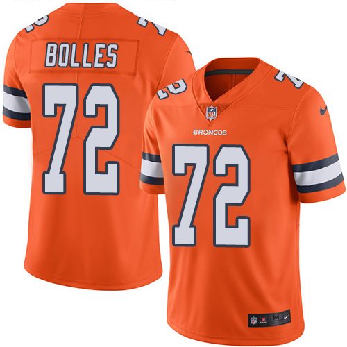 Nike Broncos 72 Garett Bolles Orange Youth Color Rush Limited Jersey