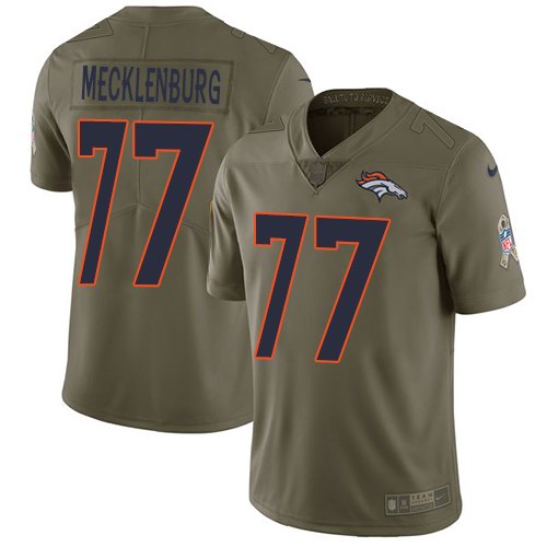 Nike Broncos 77 Karl Mecklenburg Olive Salute To Service Limited Jersey