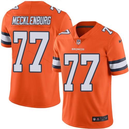 Nike Broncos 77 Karl Mecklenburg Orange Youth Color Rush Limited Jersey