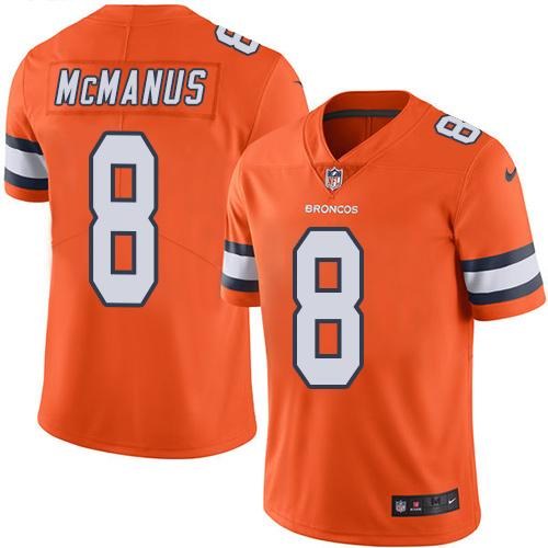 Nike Broncos 8 Brandon McManus Orange Youth Color Rush Limited Jersey
