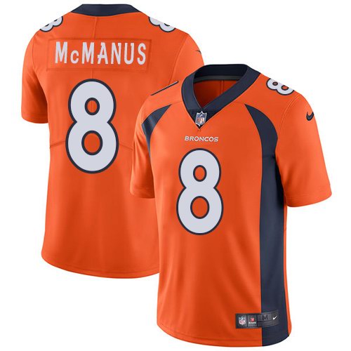 Nike Broncos 8 Brandon McManus Orange Vapor Untouchable Limited Jersey
