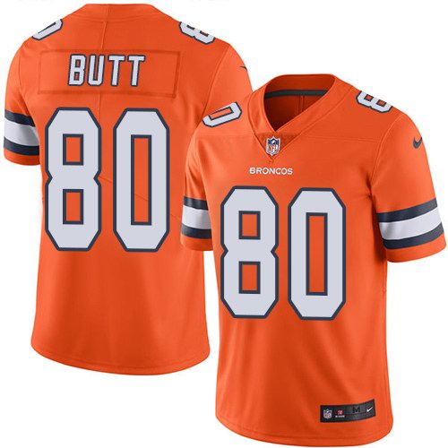 Nike Broncos 80 Jake Butt Orange Color Rush Limited Jersey