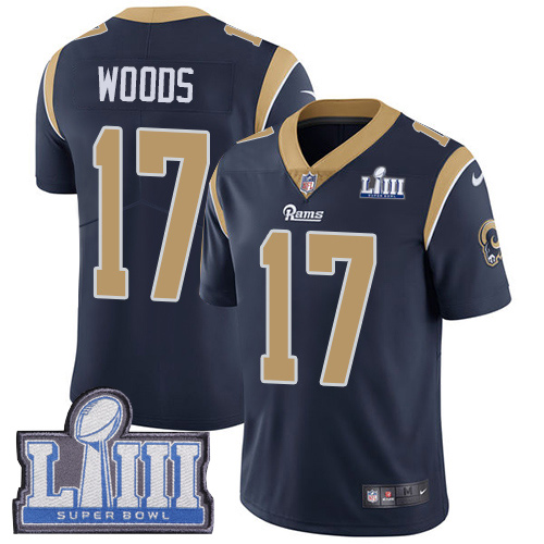 Nike Rams 17 Robert Woods Navy 2019 Super Bowl LIII Vapor Untouchable Limited Jersey