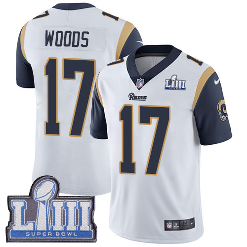 Nike Rams 17 Robert Woods White 2019 Super Bowl LIII Vapor Untouchable Limited Jersey