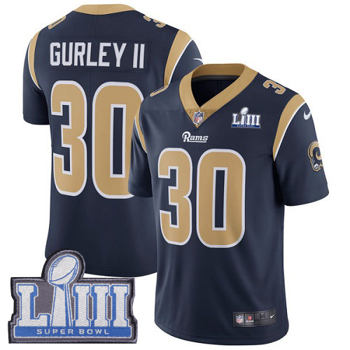 Nike Rams 30 Todd Gurley II Navy 2019 Super Bowl LIII Vapor Untouchable Limited Jersey