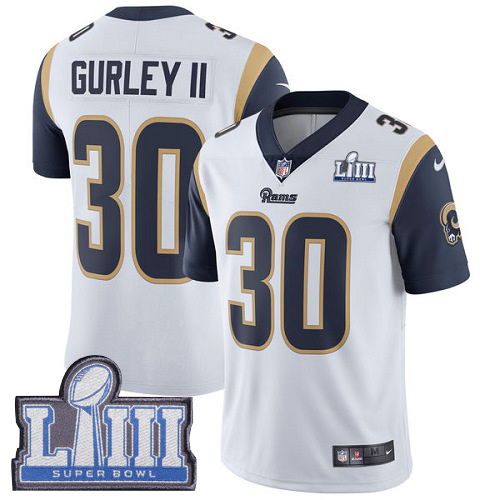 Nike Rams 30 Todd Gurley II White 2019 Super Bowl LIII Vapor Untouchable Limited Jersey