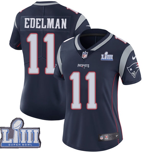 Nike Patriots 11 Julian Edelman Navy Women 2019 Super Bowl LIII Vapor Untouchable Limited Jersey - Click Image to Close