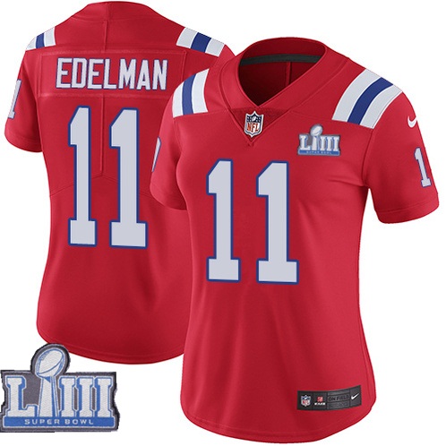 Nike Patriots 11 Julian Edelman Red Women 2019 Super Bowl LIII Vapor Untouchable Limited Jersey - Click Image to Close