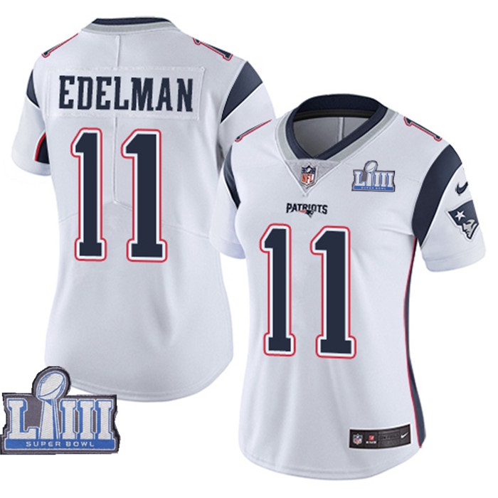 Nike Patriots 11 Julian Edelman White Women 2019 Super Bowl LIII Vapor Untouchable Limited Jersey