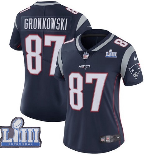 Nike Patriots 87 Rob Gronkowski Navy Women 2019 Super Bowl LIII Vapor Untouchable Limited Jersey