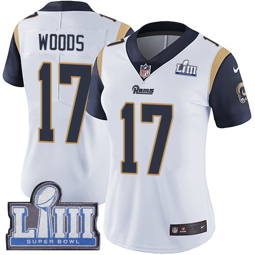 Nike Rams 17 Robert Woods White Women 2019 Super Bowl LIII Vapor Untouchable Limited Jersey