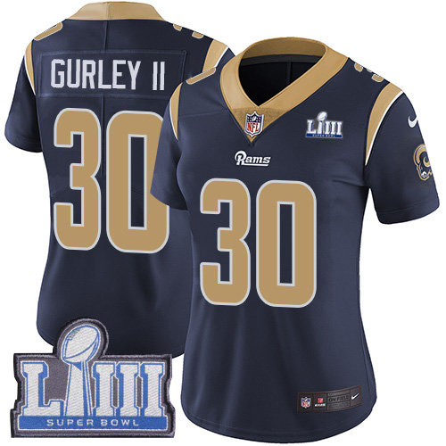 Nike Rams 30 Todd Gurley II Navy Women 2019 Super Bowl LIII Vapor Untouchable Limited Jersey