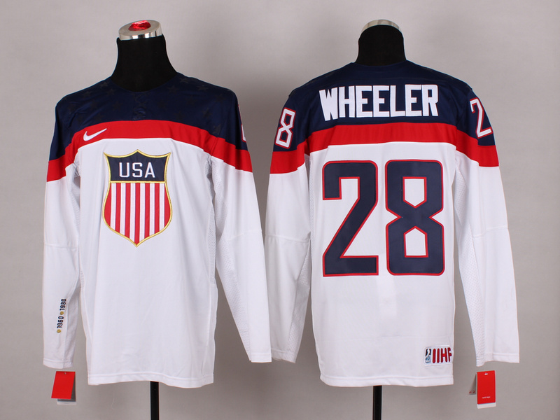 USA 28 Wheeler White 2014 Olympics Jerseys