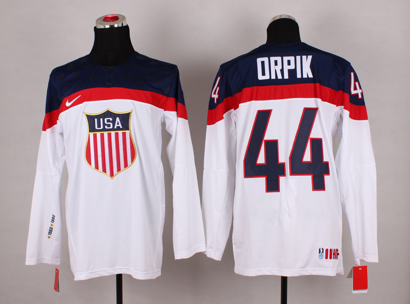 USA 44 Orpik White 2014 Olympics Jerseys - Click Image to Close