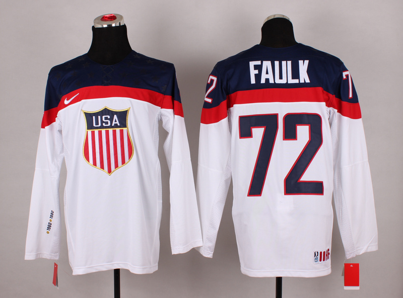 USA 72 Faulk White 2014 Olympics Jerseys - Click Image to Close