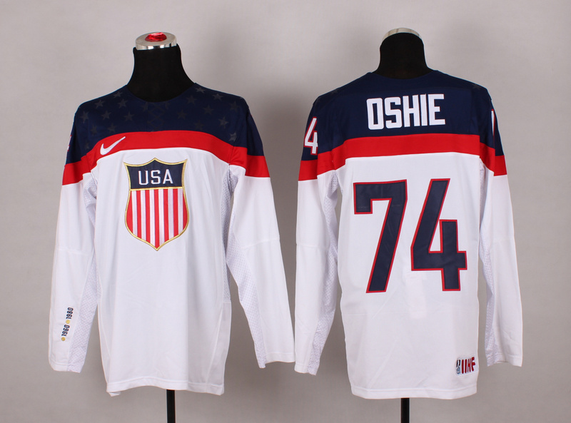 USA 74 Oshie White 2014 Olympics Jerseys - Click Image to Close