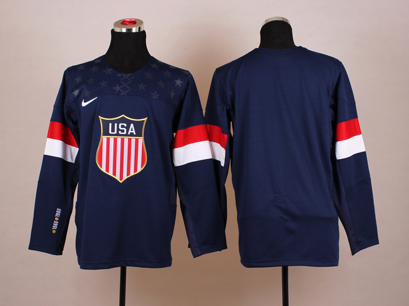 USA Blank Blue 2014 Olympics Jerseys - Click Image to Close
