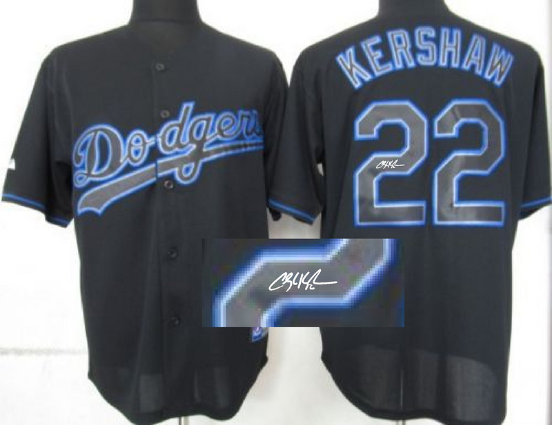 Dodgers 22 Kershaw Black Fashion Signature Edition Jerseys