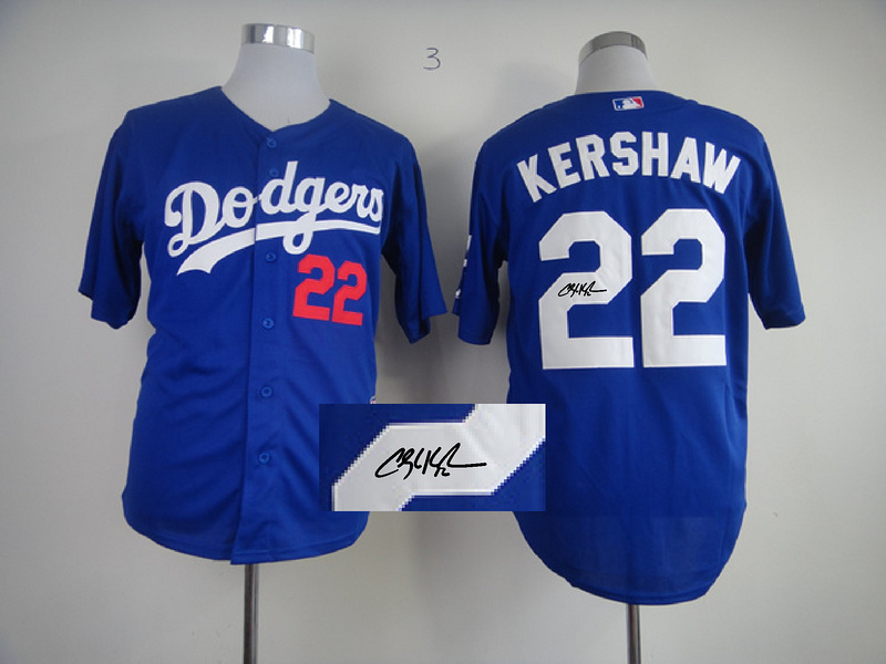 Dodgers 22 Kershaw Blue Signature Edition Jerseys